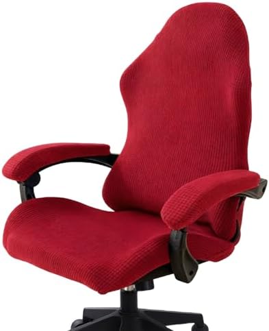 PATIKIL 1 Set Office Chair Cover, Desk Chair Cover Stretchable Universal Computer Seat Slipcover Large with Armrest Covers Zipper for Rolling Office Chairs Home Desk Seat, Red