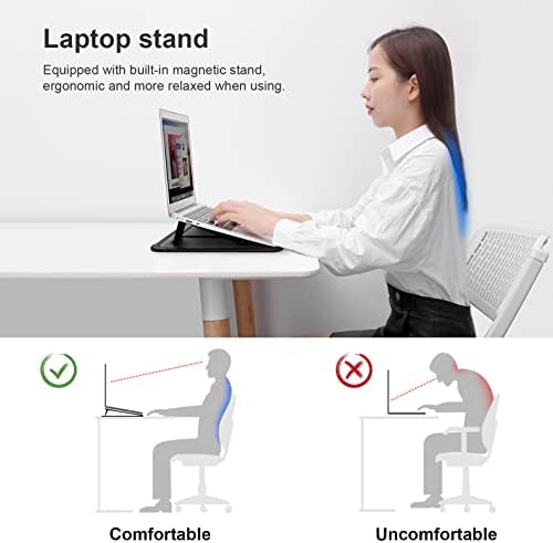 Nillkin Laptop Sleeve 15.6 inch (3-in-1), MacBook Sleeve with Adjustable Stand & Mouse Pad, 2 Stand Modes, 15 inch Laptop Case, MacBook Accessories, Slim for Chromebook/HP 13-15.6, Black Texture