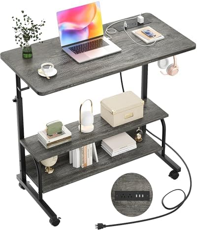 Armocity 32" Rolling Standing Desk with Charging Station for Couch Bed