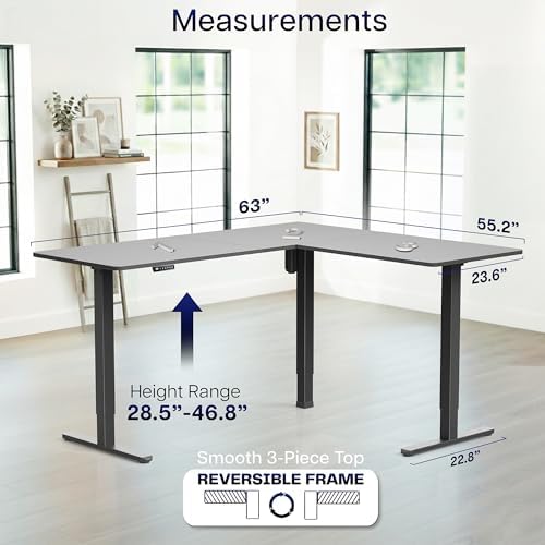 VIVO Black 63 x 55 in Corner Standing Desk, DESK-E3CTB