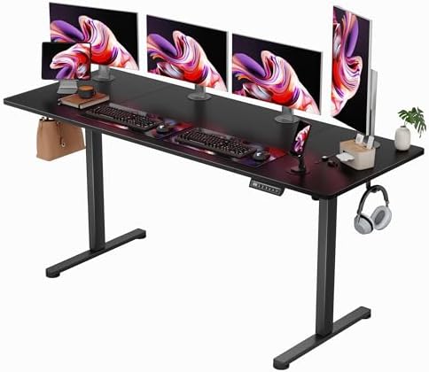 Furmax 63 Inches Electric Standing Desk, Home Office Desk with Phone Holder