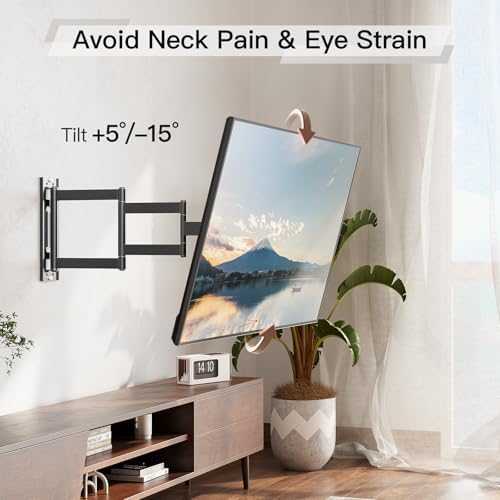 ELIVED Long Arm TV Wall Mount for Most 26-65 Inch TVs, 37.4 Inch Long Extension TV Mount Swivel and Tilt, Max VESA 400x400mm, Full Motion Wall Mount tv Bracket Holds up to 77 lbs. (Pack of 2)