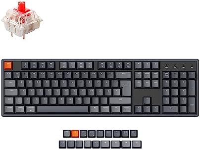 Keychron K10 RGB Full Size Layout Hot-Swappable Mechanical Keyboard for Mac Windows, Multitasking 104-Key Bluetooth Wireless/USB Wired Gaming Keyboard with Keychron Super Red Switch Aluminum Frame