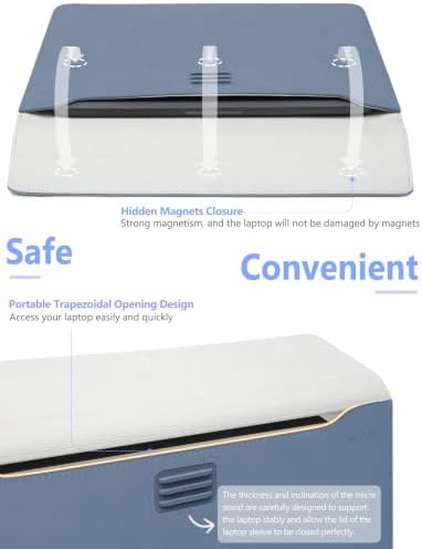 HYZUO 13.3-14 Inch Laptop Case Sleeve with Adjustable Stand, Haze Blue
