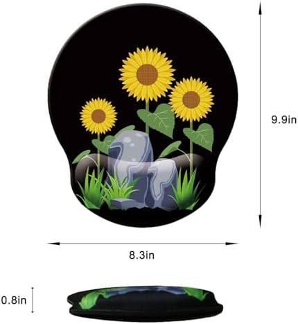 Mouse Pad with Wrist Support, Ergonomic Mouse Pad with Memory Foam Wrist Rest Cushion, Non-Slip Rubber Base Gaming Mice Pad for Home Office Computer Laptop, Sunflower