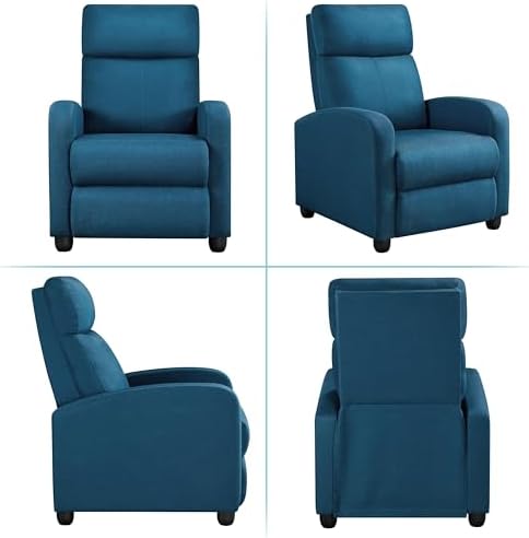 Yaheetech Recliner Chair with 3 Adjustable Angles Living Room Chairs Blue