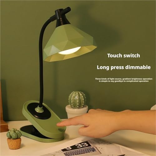 Eye Protection Rechargeable Clamp Desk Lamp 3-Level Dimmable LED Touch Control Desk Lamp(White)