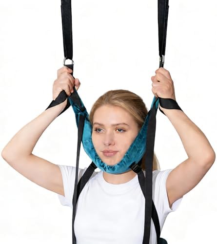 Cervical Traction Belt with Hook Home Neck Stretching Hanging Belt Soft Padded Neck Support for Office Worker Pain Relieve