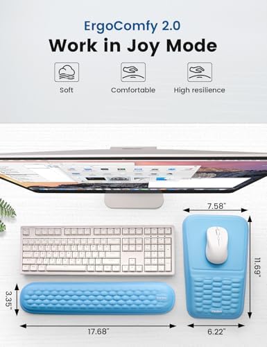 2-in-1 Keyboard & Mouse Wrist Rest Set – Ergonomic Pain-Relief Support, Memory Foam Wrist Cushion with 8° Slope & Massage Nubs, Non-Slip PU Base, Relieves Wrist Pain & Carpal Tunnel from Long Typing