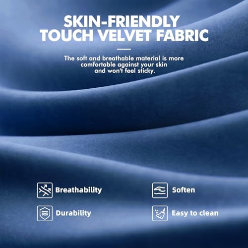 Ferghana Velvet Fabric Gaming Chair - 20.5″ Wider Seat Cushion, Fire Embroidery, Ergonomic High Back Game Chair with Footrest | Computer Chair with Massage Lumbar Support for Adult, Navy