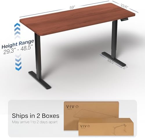 VIVO Dark Walnut 60 x 24 in Standing Desk, DESK-KIT-1B6D