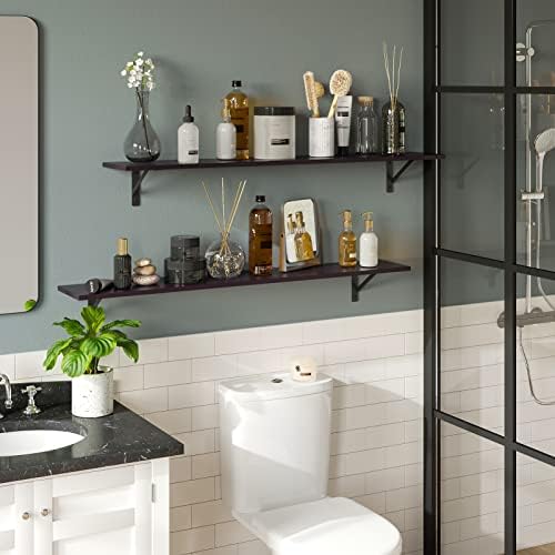 DINZI LVJ Long Wall Shelves, 55.1Inch Wooden Floating Shelves with Brackets