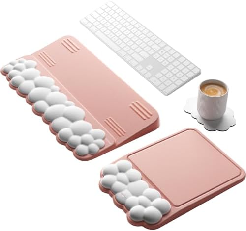 Vaydeer Keyboard Riser and Mouse Pad with Wrist Rest Set, Coaster Included