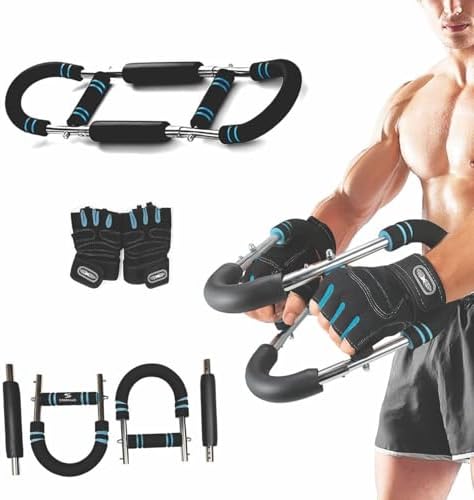 Twister Arm Trainer + Gym Gloves – Adjustable Upper Body Resistance Trainer for Arms, Chest, Shoulders & Back – Home Workout Equipment with Non-Slip Gloves for Men & Women