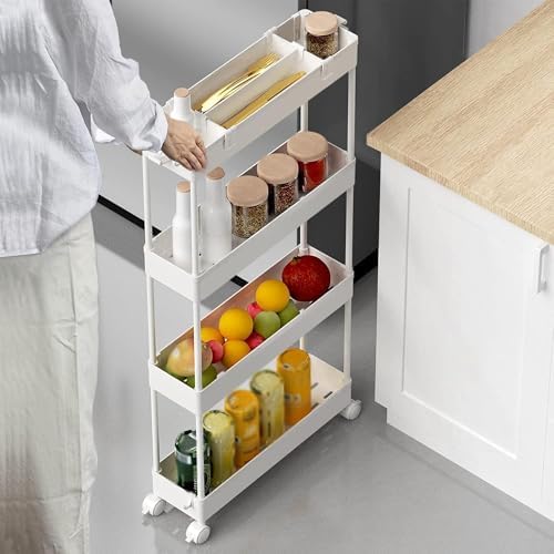 SPACELEAD Slim Storage Cart(2 Pack),4-Tier Rolling Utility Organizer