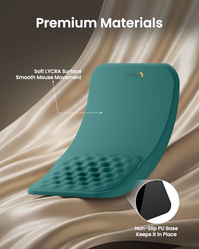 ProtoArc MP50 Ergonomic Mouse Pad with Wrist Support, Lycra Surface, Green