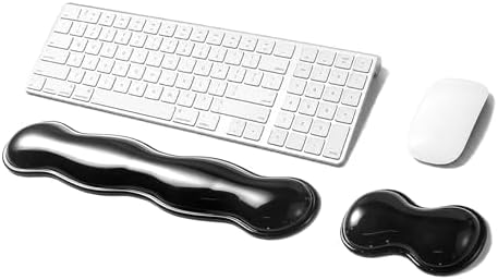 Gel Keyboard Wrist Rest Set, Clear Wrist Rest for Keyboard and Mouse, Ergonomic Keyboard Mouse Wrist Rest for Typing Pain Relief, Suitable for Office, Gaming, Computer, Laptop - Black