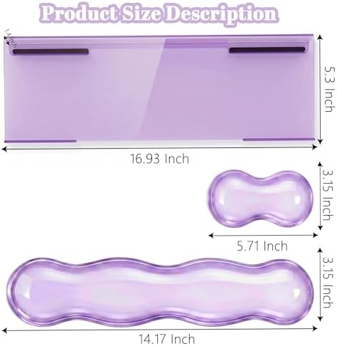 Computer Keyboard Stand Pad with Gel Wrist Rest Keyboard Pad Support with Comfortable Wrist Pad Easy Typing Ergonomic Tilted Acrylic Transparent Keyboard Riser Holder for Desktop Office Home Purple