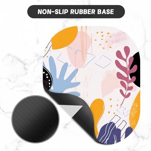 Small Mouse Pad, 6 x 7 Inch, Oval Mini Mouse Pad with Non-Slip Rubber Base for Laptop Wireless Mouse Keyboard Tray Mousepad, Art Seamless Patterns