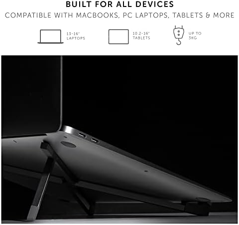 Native Union Fold Laptop Stand – Ultra-Slim Foldable & Portable Laptop Stand – Ergonomic & Optimized Viewing Angle – for 13 to 16 Inch MacBooks & Laptops, 10 to 16 Inch iPads & Tablets (Black)