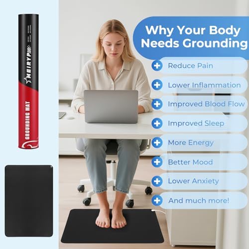 Professional Grounding Mat with Carbon Fiber Technology | 24"x16" Indoor Earthing Pad + 15ft Medical-Grade Cord | Cellular Energy Renewal & Inflammation Support
