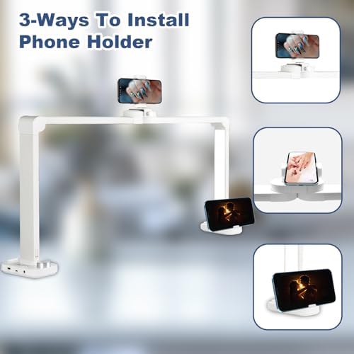 CGBE Nail Desk Lamp for Nail Tech: 33.5" Foldable Half Moon Light, White