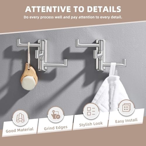 Suyar Swivel Towel Hook Brushed Nickel, Bathroom Robe Holder 3 Arms