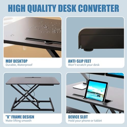 Standing Desk Converter, Height Adjustable, Dual Monitor with Keyboard Tray