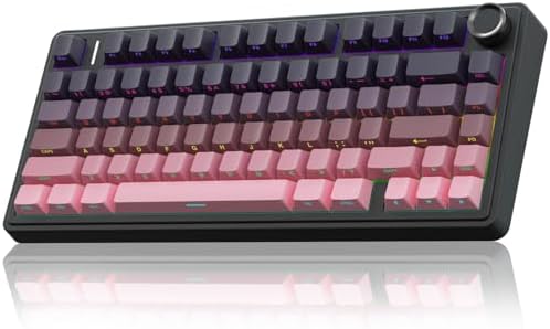 AULA F75 Pro Wireless Mechanical Keyboard,75% Hot Swappable Custom Keyboard,RGB Backlit,Pre-lubed Reaper Switches,Side Printed PBT Keycaps Mechanical Gaming Keyboards, Pink&Black