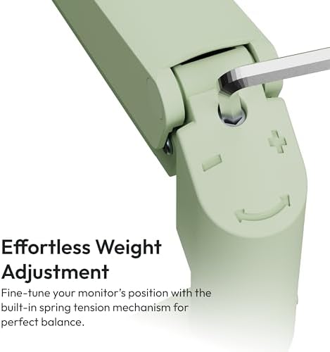 Pixio PS1S Wave Mint Green Single Monitor Arm Stand Desk Mount - Fits up to 32 inches Monitors and up to 19.8lbs. VESA Compatibility and Integrated Cable Management