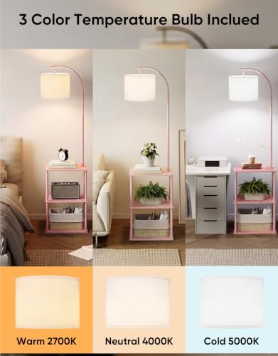 Floor Lamp with Table 2-Pack, Nightstands End Side Table for Living Room