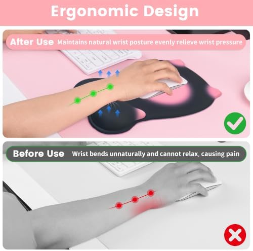 Ergonomic Mouse Pad with Wrist Rest,Cute Memory Foam Mousepad Wrist Cushion