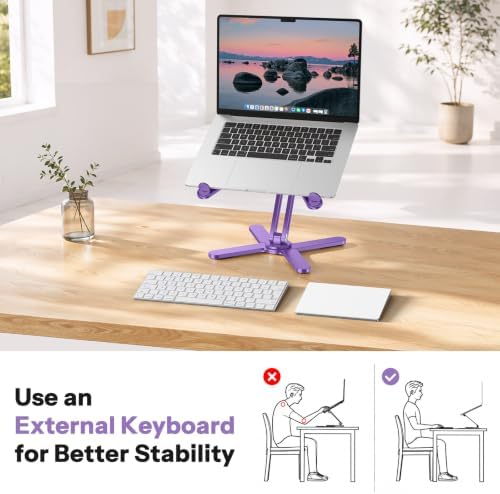 OMOTON LA10 360° Rotating Laptop Stand Riser Foldable for Desk, Purple