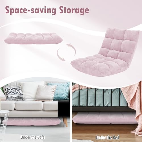 GIANTEX Floor Chairs for Adults, Floor Gaming Chair (Light Pink)