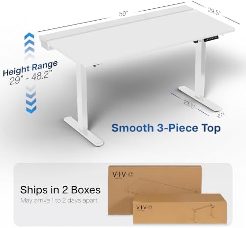 VIVO White 60 x 30 in Standing Desk, DESK-KIT-1W6-P3W