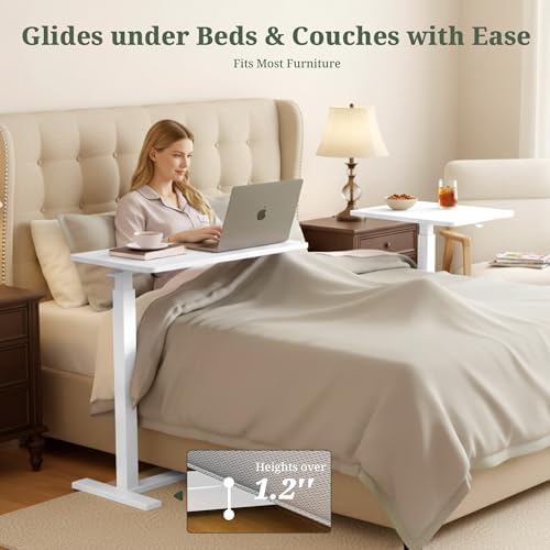 Mobile Standing Desk, Height Adjustable Laptop Desk with Hidden Casters
