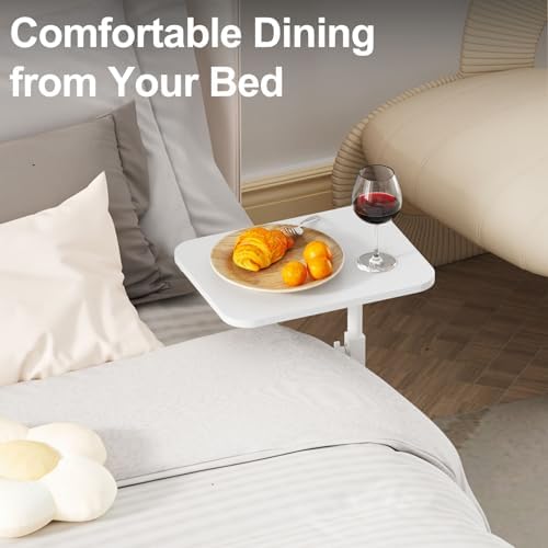 Side Table Sofa Tray for Couch Heavy Metal Base Swivel/Adjustable Height