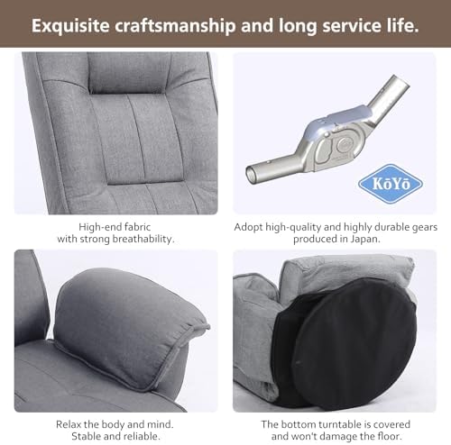 Floor Chair,360° Swivel Folding Floor Gaming Chairs for Adults with Padded Armrest and Back Support, 14 Position Adjustable Recliner,Japanese Floor Chair for Esports, Reading, Napping,Beige