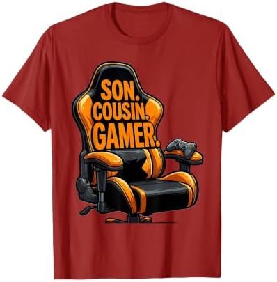 Son Cousin Gamer Funny Cartoon Gaming Chair Humor T-Shirt