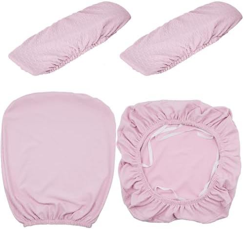 Tallew 4 Pcs Office Chair Covers Set Computer Armrest Slipcover Seat, Pink