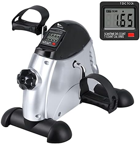 Mini Exercise Bike, himaly Under Desk Bike Pedal Exerciser Portable Foot Cycle Arm & Leg Peddler Machine with LCD Screen Displays
