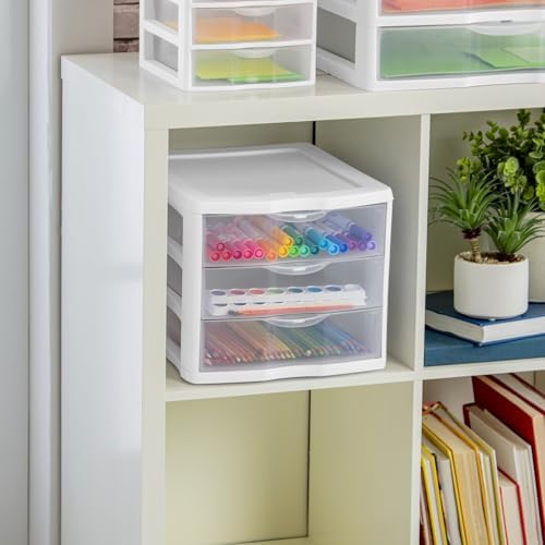 3 Drawer Organizer With Clear Storage Drawers, Desktop And Countertop Storage Unit For Office Supplies, Documents, Crafts, Beauty Essentials And Home Organization, 13 1/2" X 11" X 9 5/8"