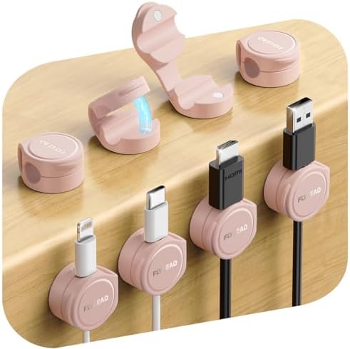 FLYLEAD 8-Pack Silicone Cord Organizer Magnetic Cable Clips, Adhesive