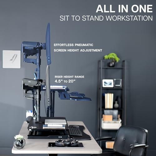 VIVO Black 36 inch Desk Riser with Monitor Mount, DESK-KIT-036K2K