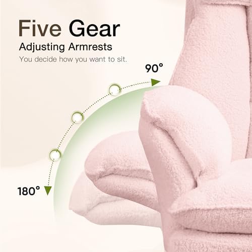 JOMEED Cloud Cross Legged Office Chair with Footrest,Flip Armrest,Pink