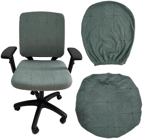 High elasticity anti slip office chair cover, split design for easy installation,universal desk chair case wear-resistant and scratch resistant (Pine and cypress green,Chair seat Cover + Back Cover))