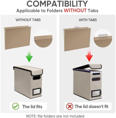 BALEINE File Organizer Box with Lid, Collapsible Hanging File Storage Box