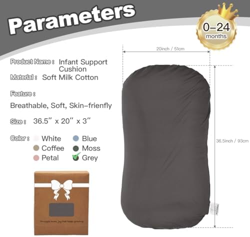 Baby Lounger Oversized 0-24 Months, Home and Travel Infant Cushion-Grey