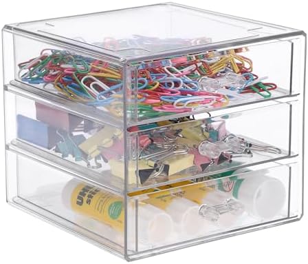 BTSKY Clear Storage Organizer with Drawers, 3-Layer Desktop Organizer
