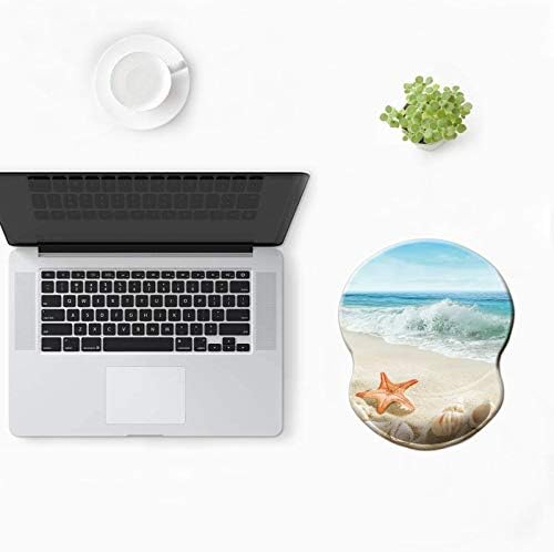 Mouse Pad, Mouse Pad Wrist Support, Pain Relief Wrist Rest Pad with Anti-Slip PU Base for Gaming, Home, Office & Travel, Sturdy & Comfortable, Beach